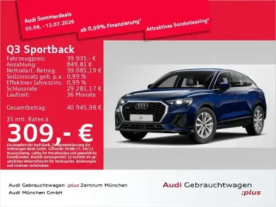 Gebraucht Audi Q3 Sportback Performance 190 PS (139 kW) 2025 Navarrablau metallic SUV