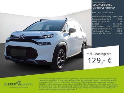 Gebraucht Citroën C3 Aircross Shine 110 PS (80 kW) 2023 Lack weiss banquise/typ aussenverkleidung spiegel flach standard SUV