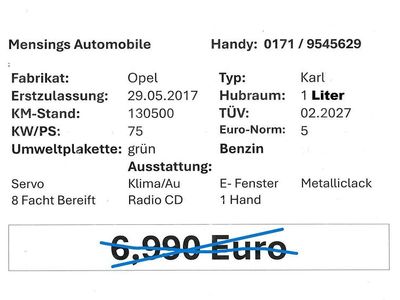 Grün Gebraucht 2017 Opel Karl Kleinwagen | 5.990 € (Fairer Preis)