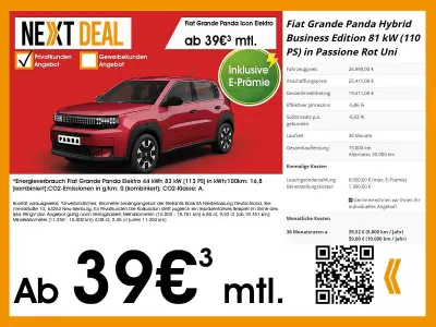 Uusi Fiat Grande Panda 83 kW (113 HP) 2026 Keltainen Viistoperä