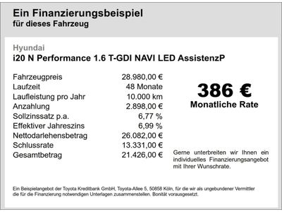 gebraucht Hyundai i20 N Performance 1.6 T-GDI NAVI LED AssistenzP Dachlackierung