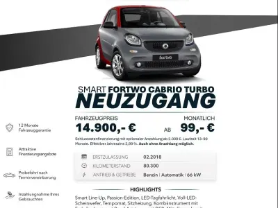 Occasion Smart ForTwo Cabrio Passion 90 ch (66 kW) 2018 Gris Cabriolet