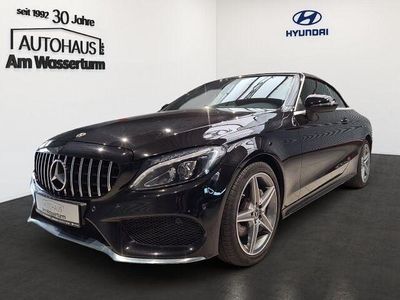 Obsidianschwarz metalliclack Gebraucht 2018 Mercedes C180 AMG line Cabrio | 27.999 € (Fairer Preis)