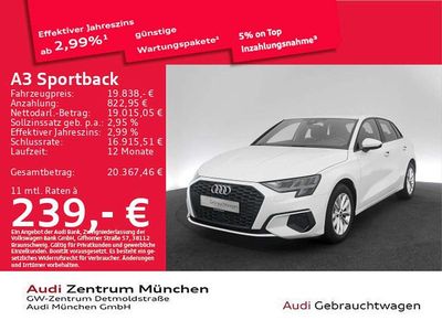 Gebraucht Audi A3 110 PS (80 kW) 2022 Gletscherweiß metallic Limousine