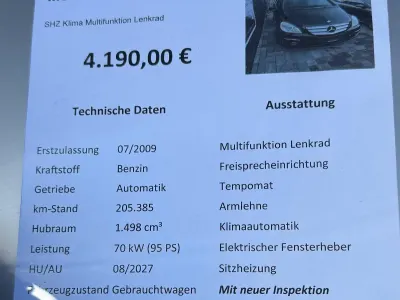 Gebraucht Mercedes B160 95 PS (69 kW) 2009 Schwarz Van / Kleinbus