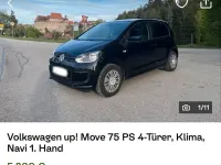 Usata VW up! 60 CV (44 kW) 2012 Nero Utilitaria
