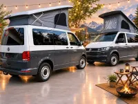 Gebraucht VW T6.1 Beach 150 PS (110 kW) 2022 Weiß dunkelgrau foliert Van