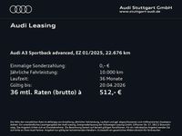 Gebraucht Audi A3 Advanced Plus 150 PS (110 kW) 2025 Mythosschwarz metallic Limousine