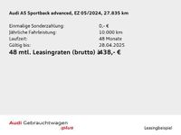 Gebraucht Audi A5 Sportback Advanced Plus 204 PS (150 kW) 2024 Mythosschwarz metallic Kleinwagen