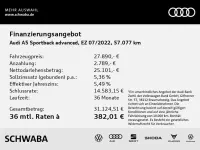 Gebraucht Audi A5 Advanced Plus 163 PS (119 kW) 2022 Florettsilber metallic Coupé