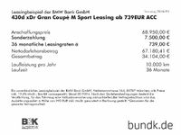 gebraucht BMW 430 Gran Coupé 430 d xDr M Sport Leasing ab 739EUR ACC Sportpaket Bluetooth HUD Navi