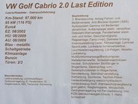 gebraucht VW Golf Cabriolet 2.0 Last Edition