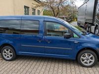 gebraucht VW Caddy Maxi blau 2,0 TDI 75kW 5 Sitze, 7 möglich.