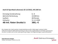 Gebraucht Audi A3 Advanced 204 PS (150 kW) 2022 Brillantschwarz Limousine
