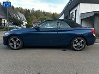 gebraucht BMW 218 d Cabrio sport line Automatik blau mit Leder weiß Innen