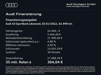 Gebraucht Audi A3 Ambiente 110 PS (80 kW) 2022 Florettsilber metallic Limousine