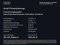 Gebraucht Audi A5 Sportback Advanced Plus 204 PS (150 kW) 2024 Gletscherweiß metallic Kleinwagen