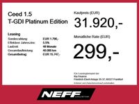 Neu Kia Ceed Platinum Edition 140 PS (102 kW) 2025 (1k) black pearl m Kleinwagen