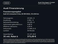 Gebraucht Audi A3 S-Line 200 PS (147 kW) 2022 Mythosschwarz metallic Limousine