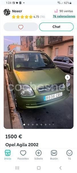 Verde Usado 2002 Opel Agila Color Edition Berlina | 1500 € - Imagen 1/4