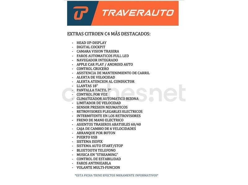 Usado Citroën C4 Feel 130 CV (95 kW) 2022 Negro Utilitario