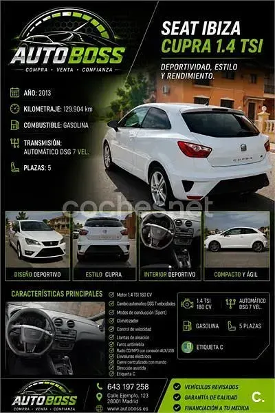 Usado Seat Ibiza SC CUPRA 180 CV (132 kW) 2013 Blanco Utilitario