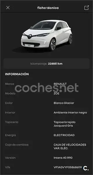 Usado Renault Zoe Intens 2017 Eléctrico Utilitario