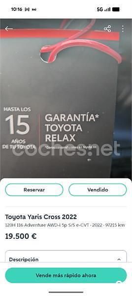 Usado Toyota Yaris Cross 116 CV (85 kW) 2022 Blanco SUV