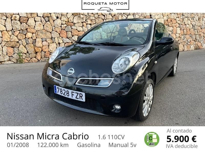 Negro Usado 2008 Nissan Micra C+C Descapotable | 5900 € - Imagen 1/4