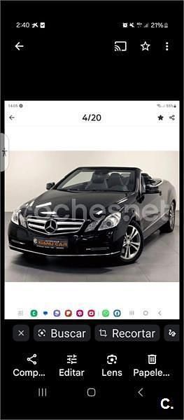 Usado Mercedes E350 Avantgarde 265 CV (194 kW) 2013 Negro Descapotable