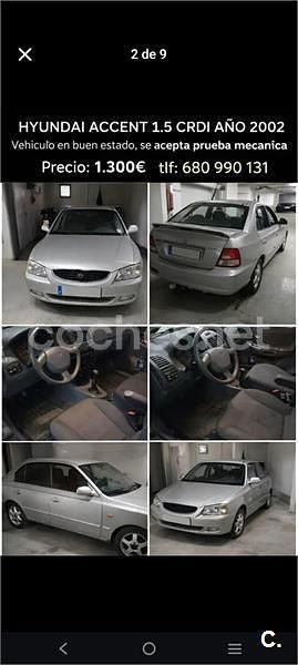 Gris / plata Usado 2002 Hyundai Accent GLS Berlina | 1300 € (Super precio) - Imagen 1/4