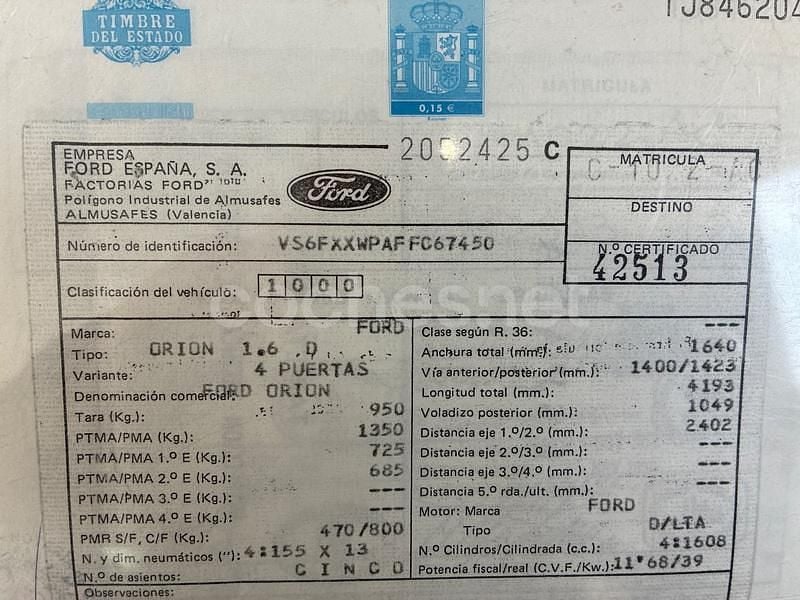 Usado Ford Orion 54 CV (39 kW) 1985 Granate Berlina