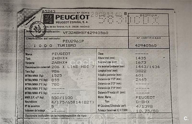 Usado Peugeot 206 70 CV (51 kW) 2003 Gris / plata Berlina