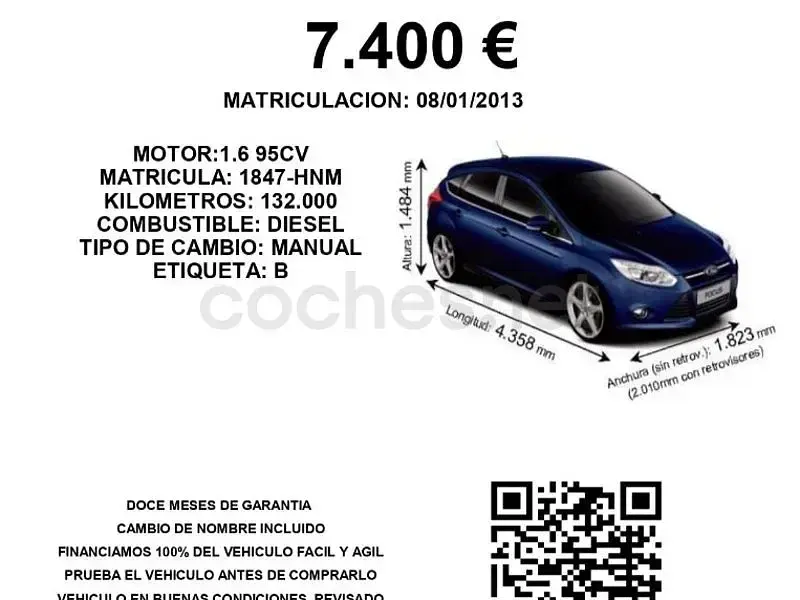 Usado Ford Focus Trend 95 CV (69 kW) 2013 Blanco Berlina