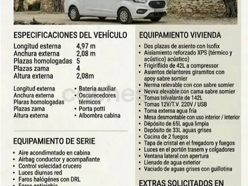 Usado Ford Transit Custom Nugget 150 CV (110 kW) 2025 Blanco Monovolumen