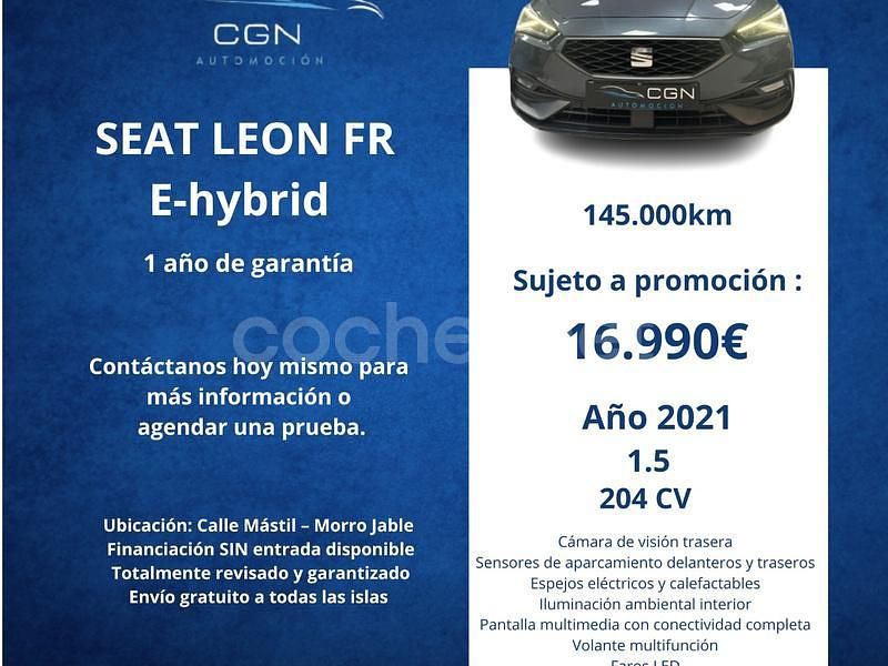 Negro Usado 2021 Seat Leon FR Berlina | 16.990 € (Precio justo) - Imagen 1/4