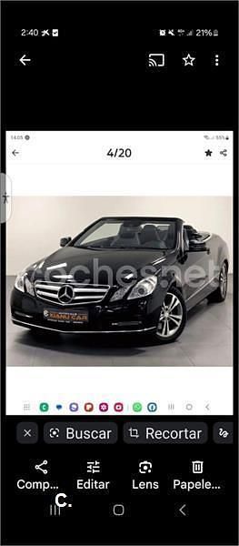 Usado Mercedes E350 Avantgarde 265 CV (194 kW) 2013 Negro Descapotable