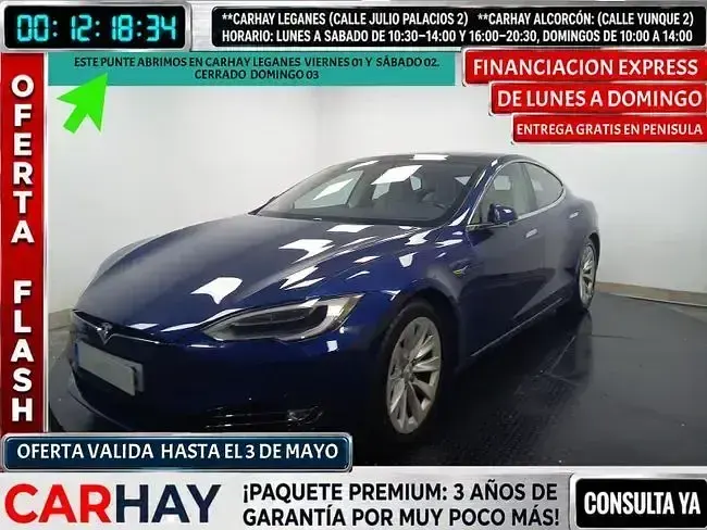 Begagnad Tesla Model S 450 kW (613 HK) 2018 Blå Halvkombi