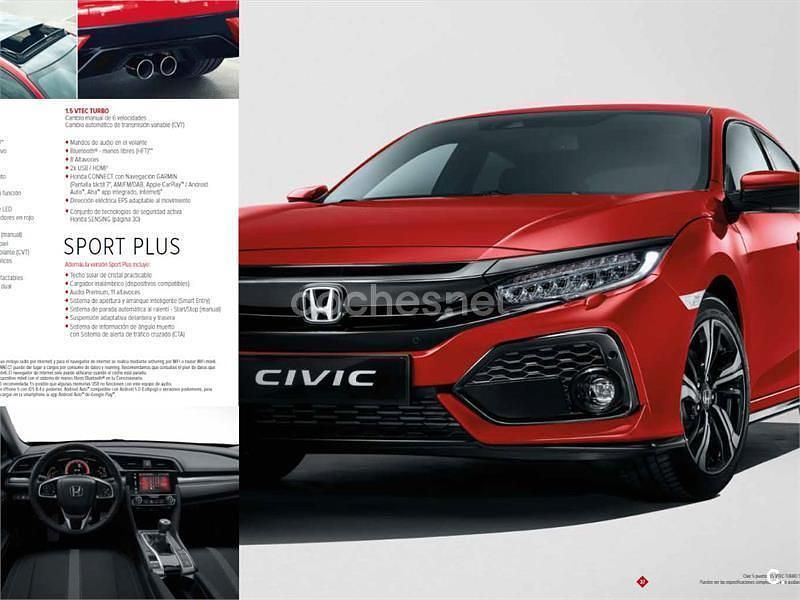 Rojo Usado 2018 Honda Civic Sport Plus Berlina | 24.900 € (Un poco caro) - Imagen 1/4