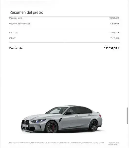 Usado BMW M3 Competition Edition 530 CV (389 kW) 2025 Gris / plata Berlina
