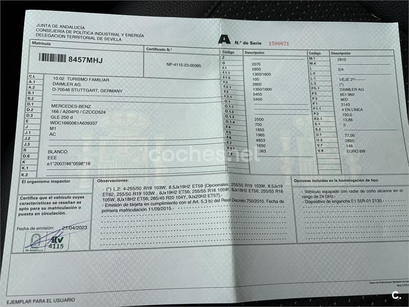 Usado Mercedes GLE250 204 CV (150 kW) 2015 Blanco SUV