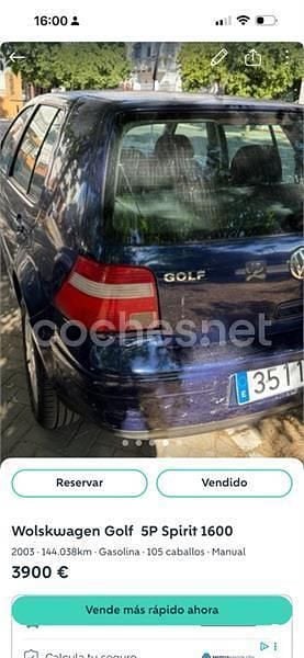 Azul Usado 2003 VW Golf IV Highline Familiar | 3500 € (Buen precio) - Imagen 1/4