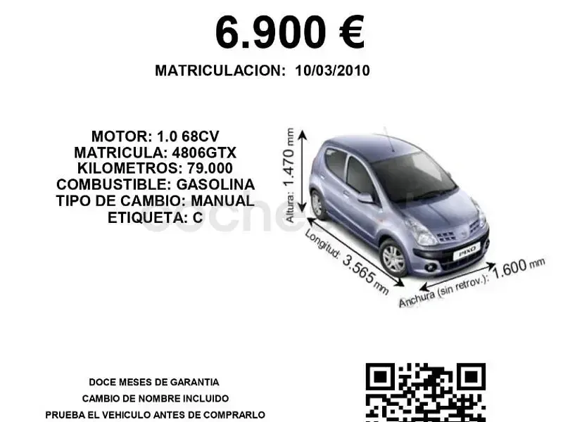 Usado Nissan Pixo Visia 68 CV (50 kW) 2010 Blanco Utilitario