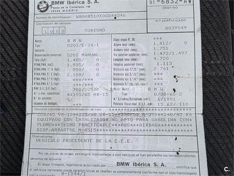 Usado BMW 520 150 CV (110 kW) 1994 Blanco Berlina