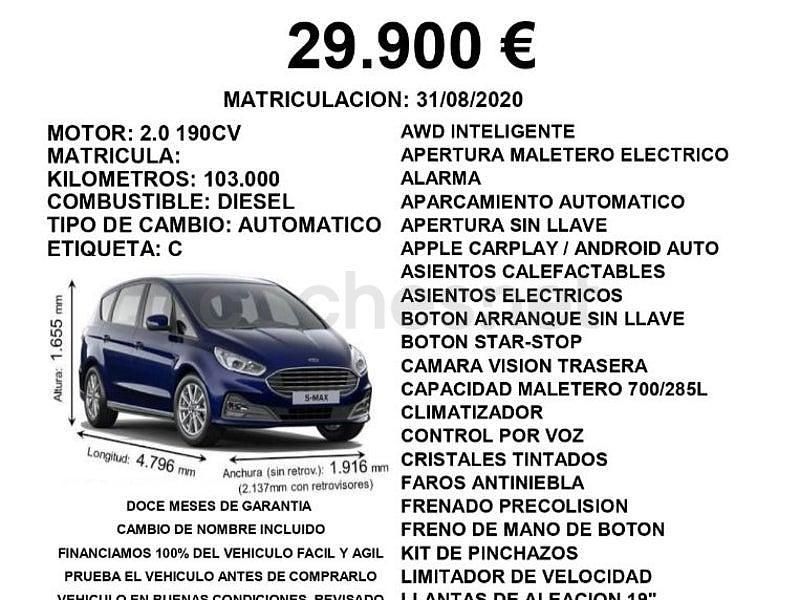 Usado Ford S-MAX ST-Line 190 CV (139 kW) 2020 Blanco Monovolumen