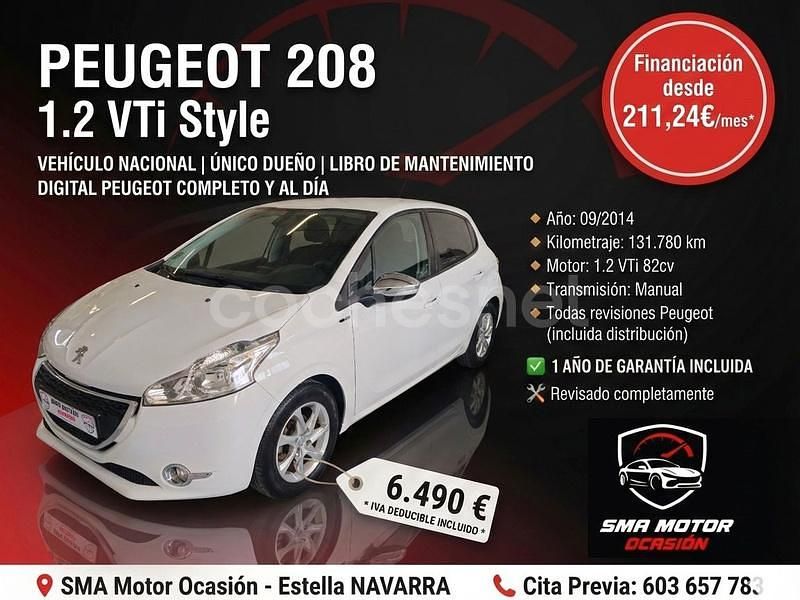 Usado Peugeot 208 Style 82 CV (60 kW) 2014 Blanco Utilitario