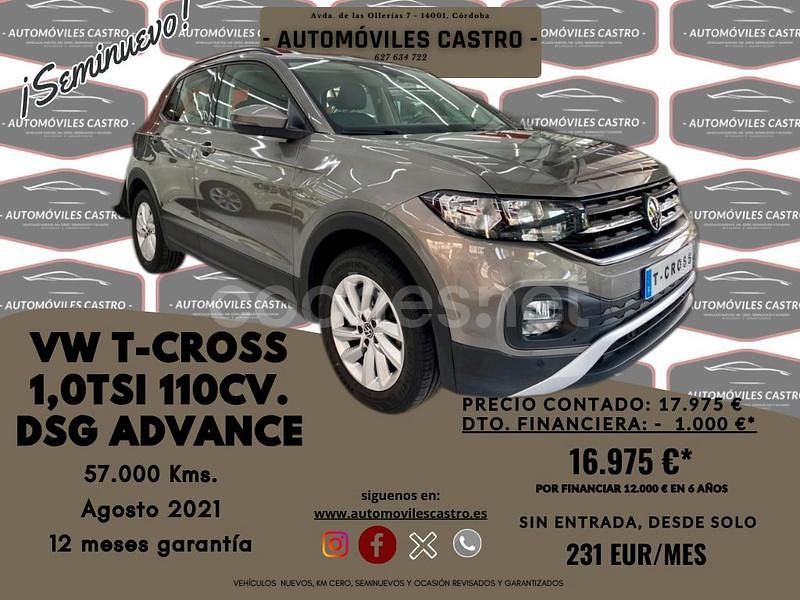 Gris / plata Usado 2021 VW T-Cross Advance SUV | 17.975 € (Buen precio) - Imagen 1/4