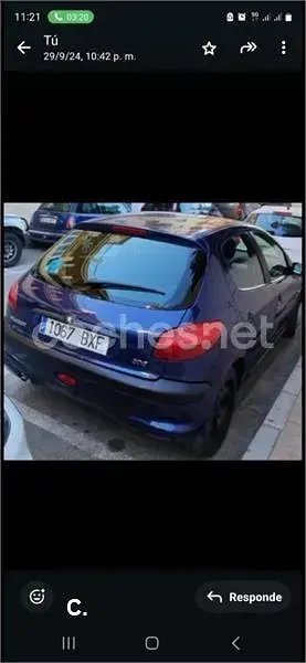 Usado Peugeot 206 75 CV (55 kW) 2002 Azul Berlina