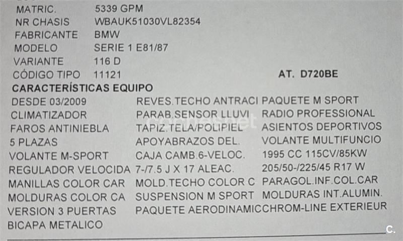 Usado BMW 116 115 CV (84 kW) 2009 Negro Utilitario