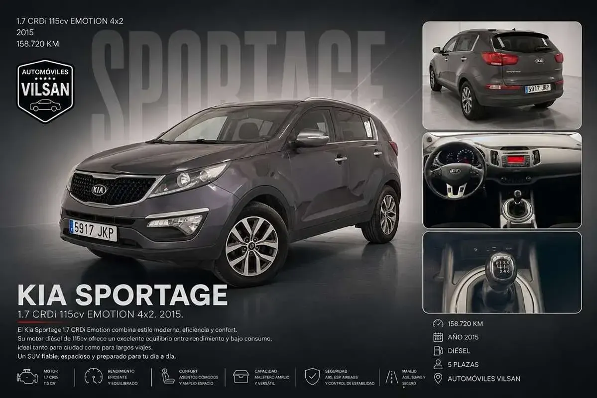 Usado Kia Sportage GT-Line 116 CV (85 kW) 2015 Gris / plata SUV